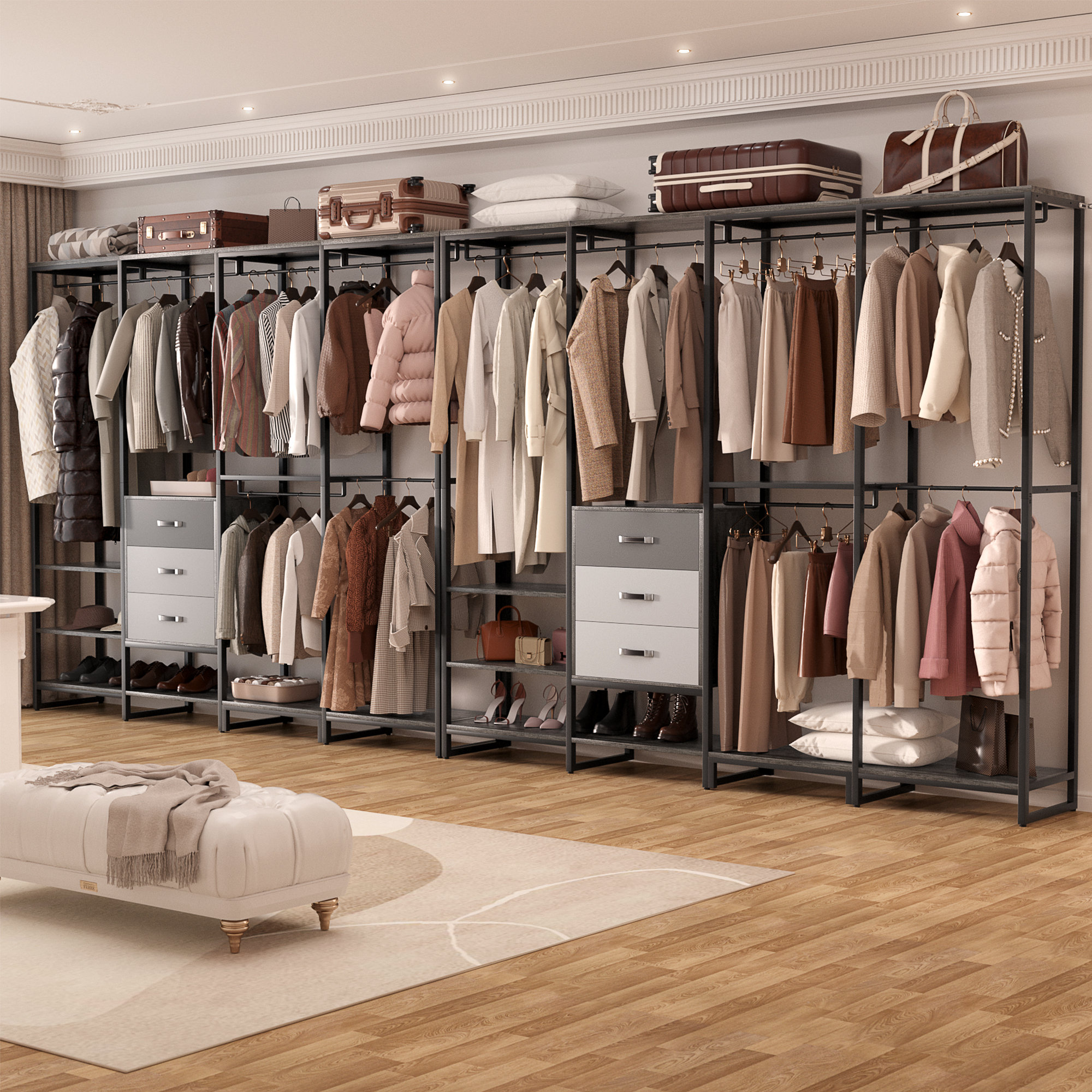 Rebrilliant Shande 74'' Closet System with Drawers & Reviews | Wayfair Rebrilliant Shande 74'' Closet System with Drawers & Reviews | Wayfair